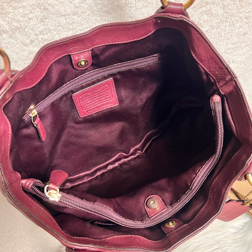 Coach Dark Red Leather Shoulder Bag - Picture 7 of 12